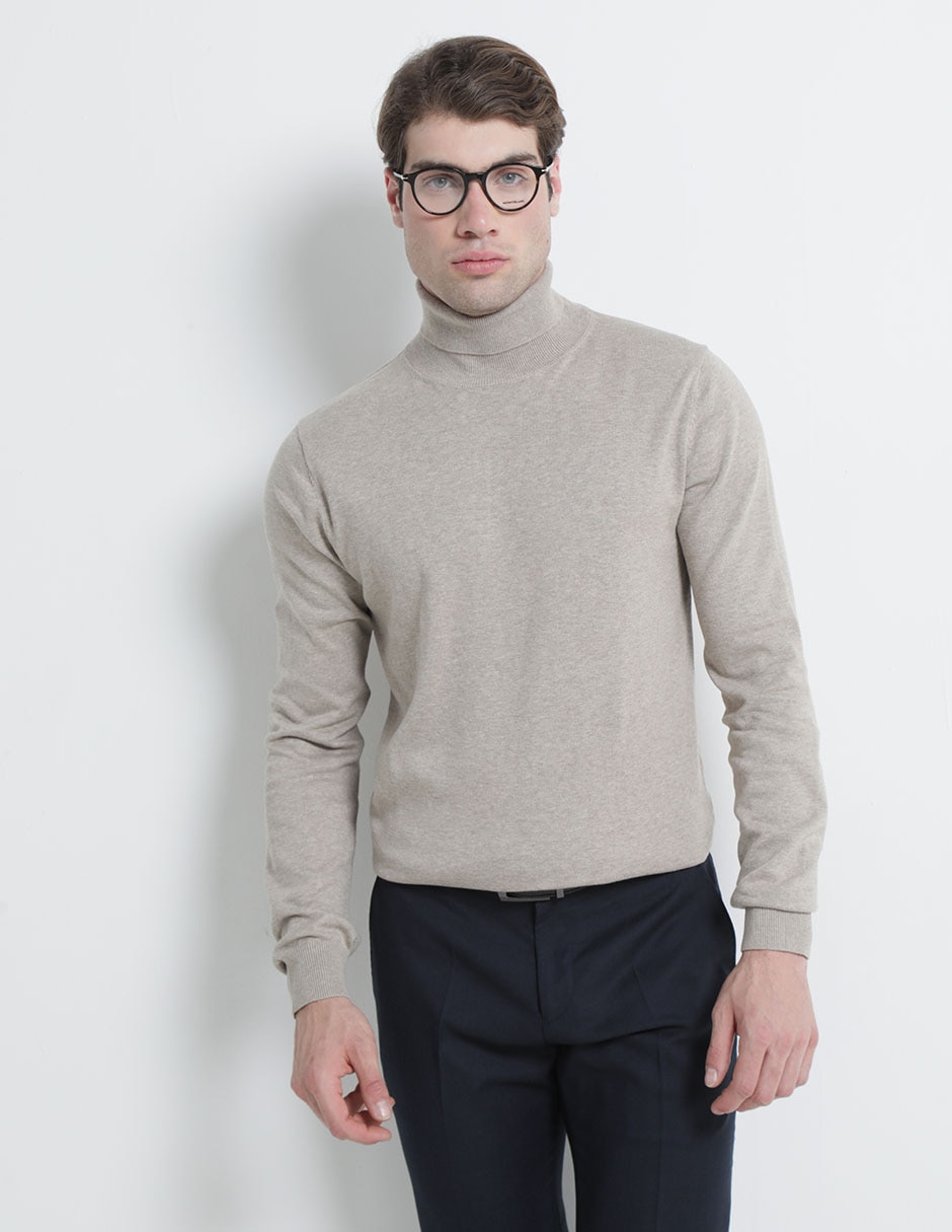 Cuello Redondo Sueter Cuello De Tortuga Hombre Gris Sueter Para